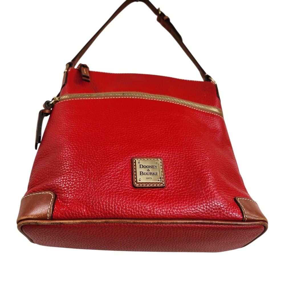 DOONEY & BOURKE Pebble Grain Leather Handbag Purse Shoulder Bag Red Wine Burgund - Picture 2 of 16